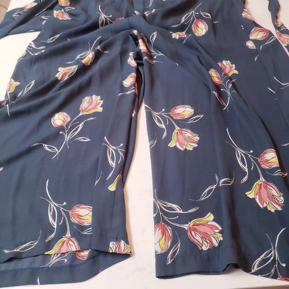 June and Hudson wide leg pant suit size 1X cropped floral hunter green pink - Picture 13 of 15